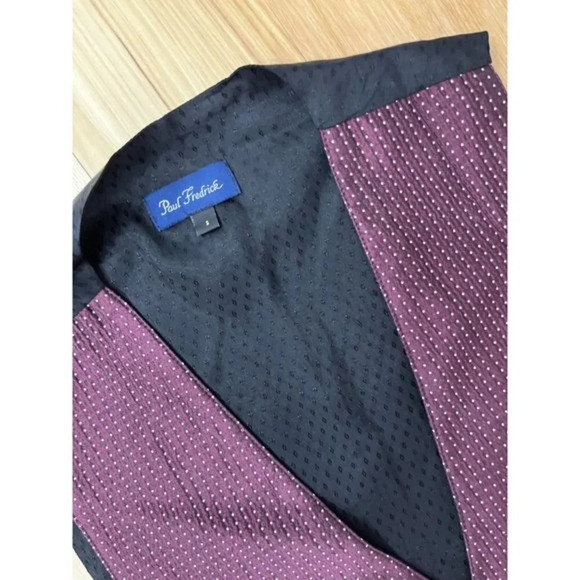 Paul Fredrick Men's Maroon Dot Vest 5 Button Small - Picture 2 of 3